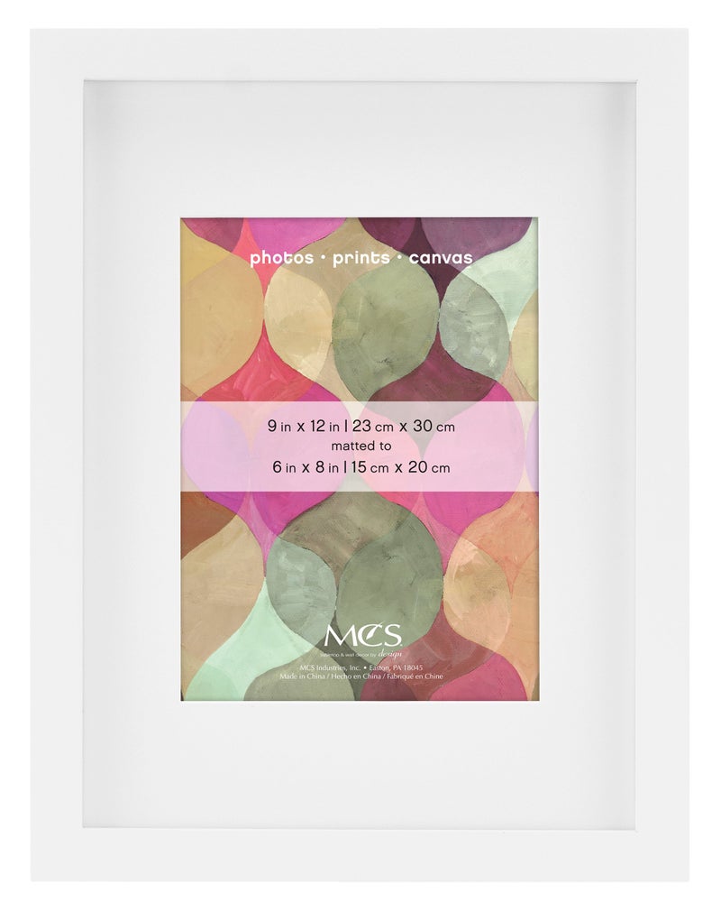 MCS Art Frame with Mat Opening, White, 9 x 12 in - Image 1